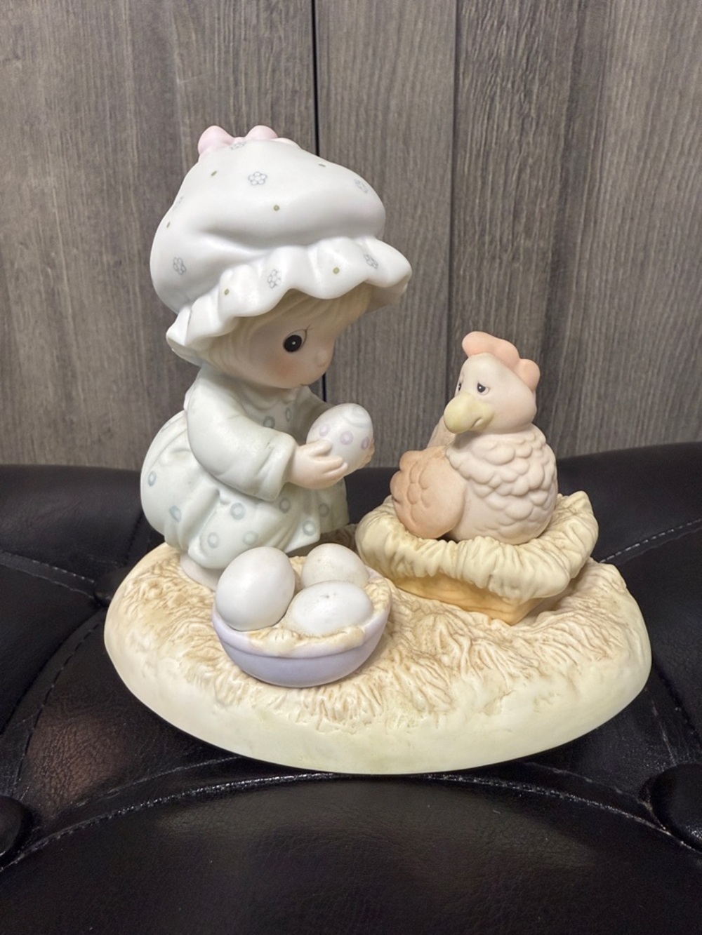 Precious Moments Eggspecially For You Girl & Chicken Porcelain Ceramic Figurine